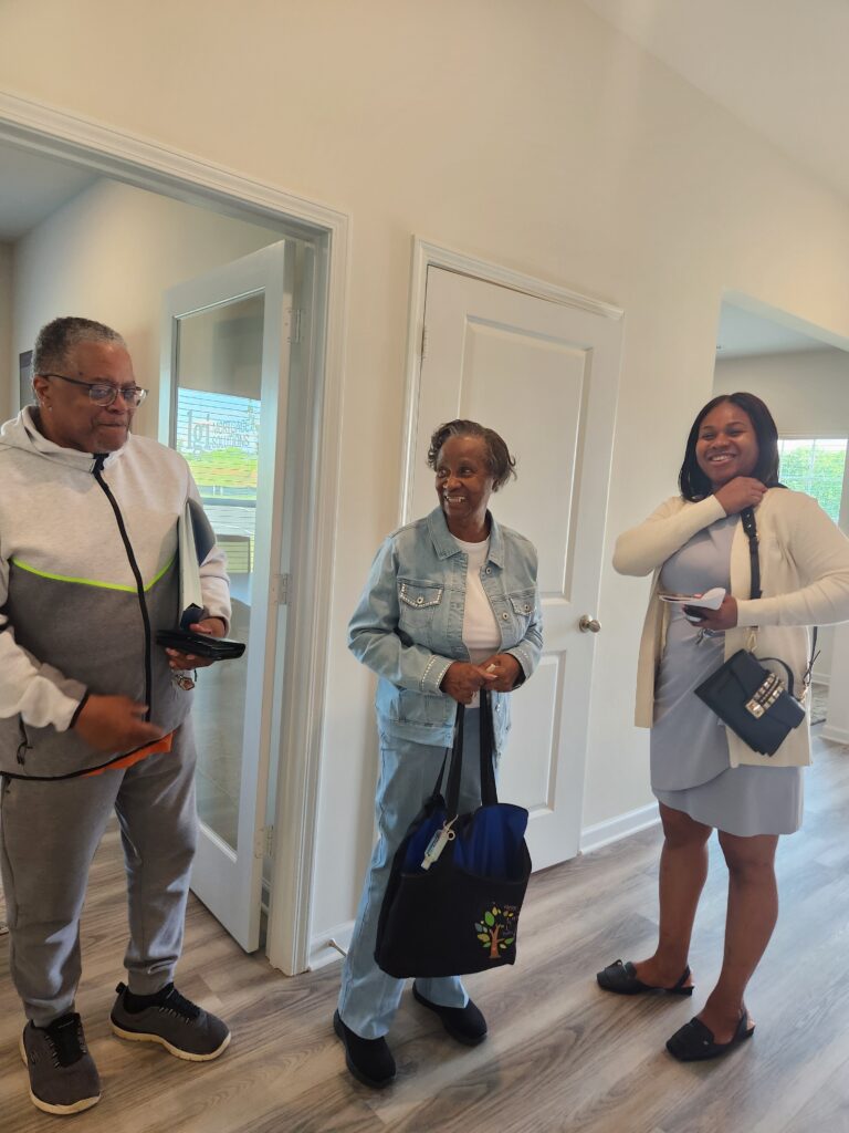 People standing in a hallway